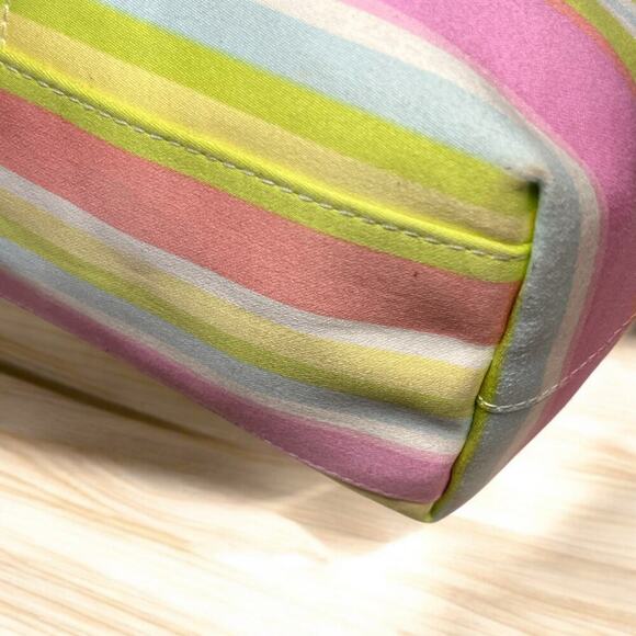 Y2K Coach F13552 Hamptons Twill Stripe Tote Bag & Graffiti Script Large Wristlet - Picture 13 of 16